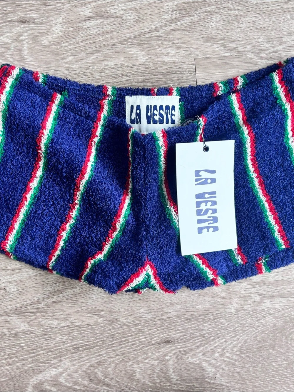 NWT La Veste Harbor Shorts 04 Navy Terry Stripe Shorts - Blue, Green, Red